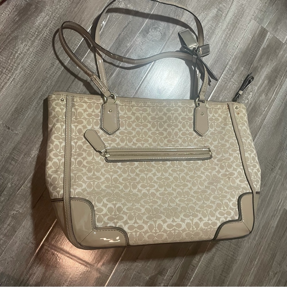 ! REAL VINTAGE! Coach Bag Bundle with Wallet Cream Glitter Shade Purse Lot of 2